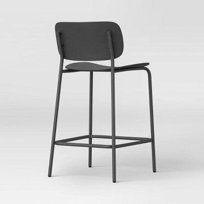  Set Of 2 24" Molded Plastic With Metal Base Counter Height Barstool Black - Room Essentials™