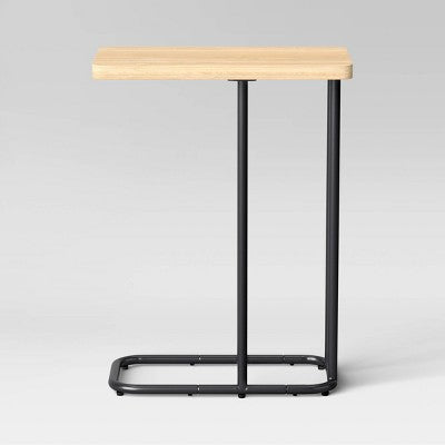  Mixed Material Wood And Metal Rectangle Top C Table Natural Wood - Room Essentials™