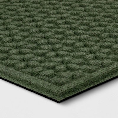  1'6"x2'6" Absorbing Embossed Floral Doormat Green - Room Essentials™: Outdoor & Indoor Skid-Resistant Door Mat