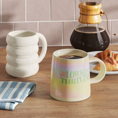  16oz Stoneware Low Key Thriving Mug - Room Essentials™: Coffee Cup, Microwave & Dishwasher Safe Drinkware