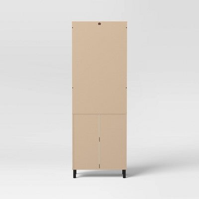 Mixed Material Library Bookcase With Doors Natural Wood - Room Essentials™