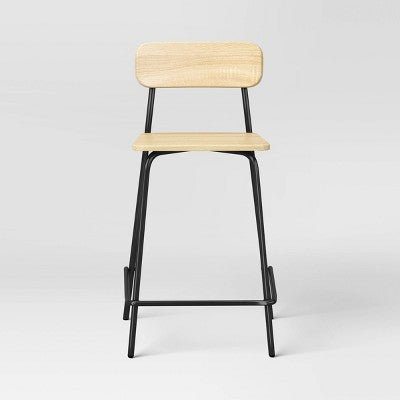  Set Of 2 24" Wood With Metal Base Counter Stool Natural - Room Essentials™