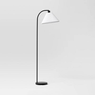  Downbridge Pleated Floor Lamp Black - Room Essentials™: Modern Empire Shade, ETL Listed, 58" Height