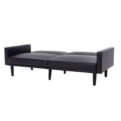  Faux Leather Futon Sofa With Arms Black - Room Essentials™