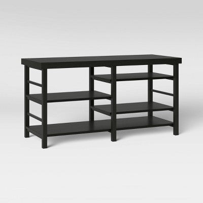  Adjustable Storage Dorm TV Stand For TVs Up To 50" Black Wood Grain Finish - Room Essentials™