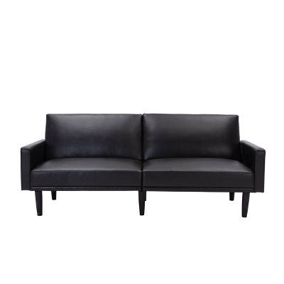  Faux Leather Futon Sofa With Arms Black - Room Essentials™