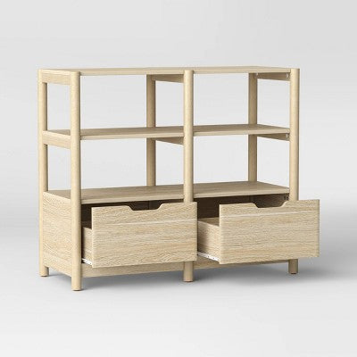 32" Scandi Small Bookcase With Storage Drawers Natural - Room Essentials™