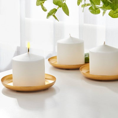  3" X 3" 3pk Unscented Pillar Candle Set White - Room Essentials™: Paraffin Wax, 30hr Burn Time