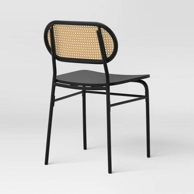  Set Of 2 Woven Back Metal Dining Chair Black - Room Essentials™