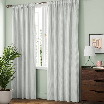  Blackout Baby Striped Window Curtain Panel Gray/Ivory - Room Essentials™
