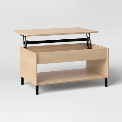  Mixed Materials Wood And Metal Lift Top Coffee Table With Storage Natural Wood - Room Essentials™