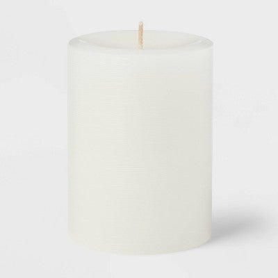  3" X 4" Unscented Candle White - Room Essentials™: Paraffin Wax, 65hr Burn Time, Single Wick Pillar