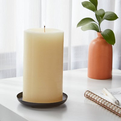  7" X 4" Unscented Pillar Candle Cream - Room Essentials™: Paraffin Wax, 120hr Burn Time, 1 Wick