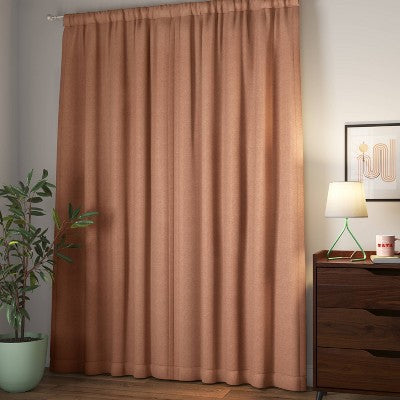  Room Darkening Heathered Thermal Window Curtain Panel Orange - Room Essentials™