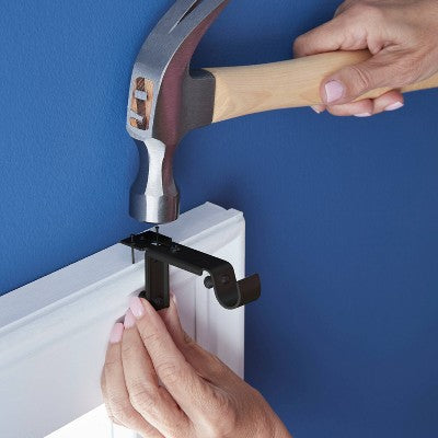  Easy Hang Frame Mount Curtain Rod Set Black - Room Essentials™