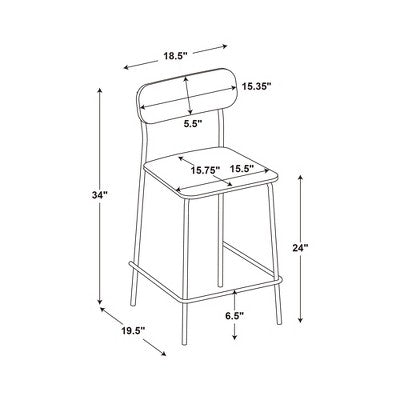  Set Of 2 24" Wood With Metal Base Counter Stool Natural - Room Essentials™