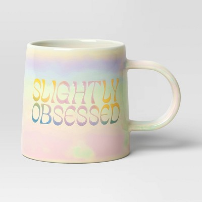  16oz Slightly Obsessed Mug White - Room Essentials™: Stoneware Coffee Cup, Microwave & Dishwasher Safe, 16oz Capacity