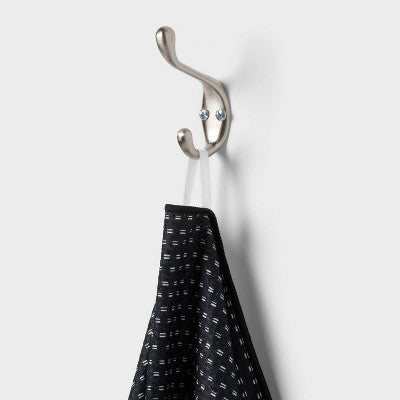  Quick Dry Dotted Striped Waffle Towel Black - Room Essentials™