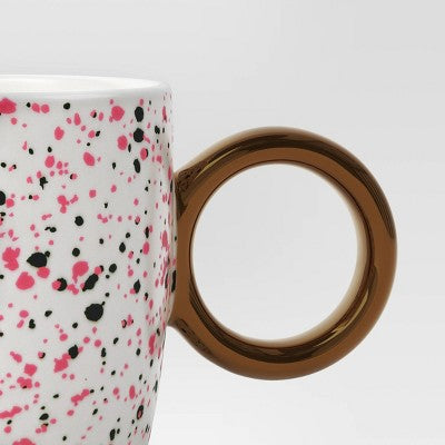  13oz Stoneware Spatter Print Mug Ruby Pink - Room Essentials™