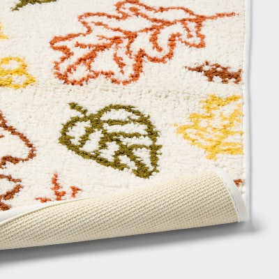  17"x24" Fall Leaves Non-Slip Harvest Bath Rug Cream - Room Essentials™