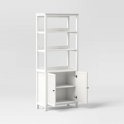  72" Bookcase Traditional With Three Open Shelves And Cabinet Classic White - Room Essentials™