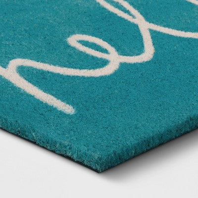  1'6"x2'6" Blue Hello Cursive Doormat - Room Essentials™