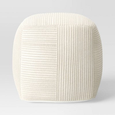  Ribbed Pouf Ottoman Cream - Room Essentials™