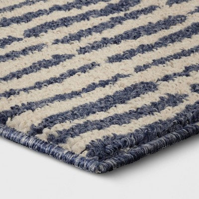  2'5"x3'8" Washable Modern Dashes Hi/Low Tufted Loop Accent Rug Blue - Room Essentials™: Indoor, Fade & Stain-Resistant