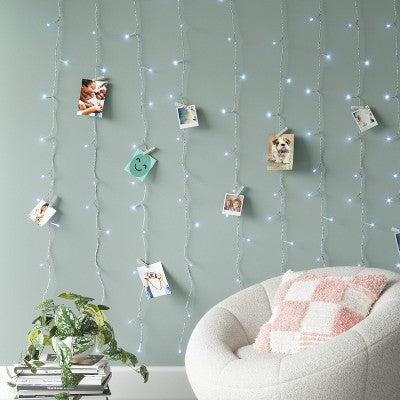  Curtain String Lights With Clips White - Room Essentials™: LED Fairy Lights For Dorm Decor, UL Listed, Indoor/Outdoor Use