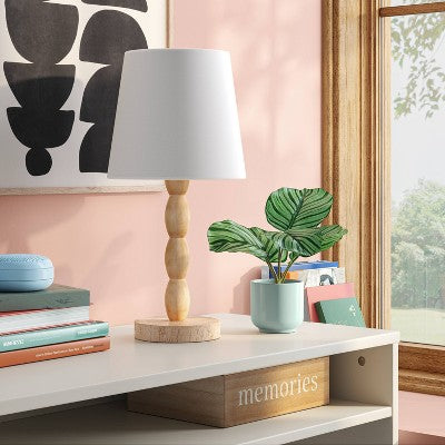  Turned Wood Stick Lamp Brown - Room Essentials™: Modern Accent Table, ETL Listed, No Bulb Included