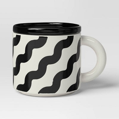  17 Fl Oz Stoneware Squiggly Print Lidded Mug - Room Essentials™