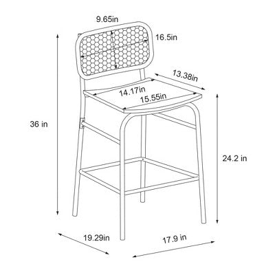  Set Of 2 24" Woven Back Metal Counter Height Barstool Black - Room Essentials™