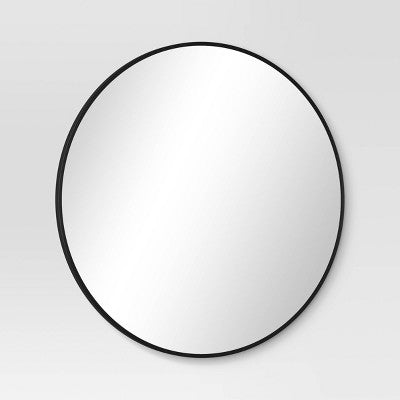  28" Round Metal Mirror Black - Room Essentials™