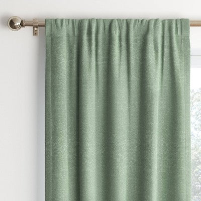  Room Darkening Heathered Thermal Window Curtain Panel Green - Room Essentials™