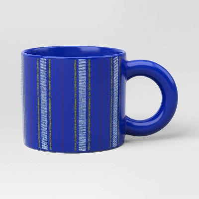  16oz Stoneware Piecemeal Horizontal Striped Mug Candid Cobalt - Room Essentials™