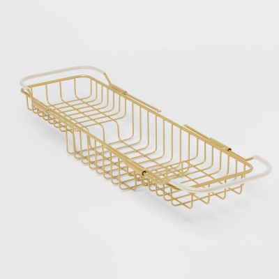  Metal Bathtub Tray With Expandable Arms Brass - Room Essentials™