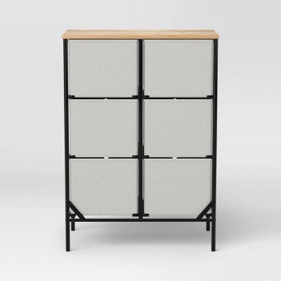  Fabric 6-Bin Tall Vertical Dresser Black Frame - Room Essentials™