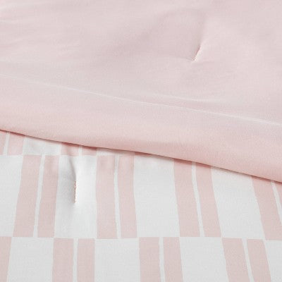  Dash Stripe Printed Microfiber Reversible Comforter & Sheets Set Ivory/Light Pink - Room Essentials™