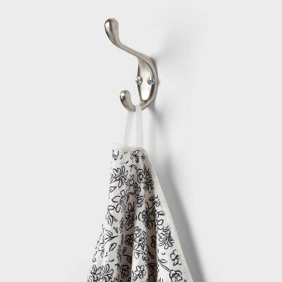  Quick Dry Floral Waffle Towel Black - Room Essentials™