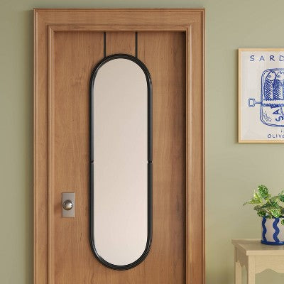  Pill Shaped Over The Door Mirror Black - Room Essentials™