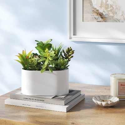  Succulent Arrangement In Long White Pot - Room Essentials™