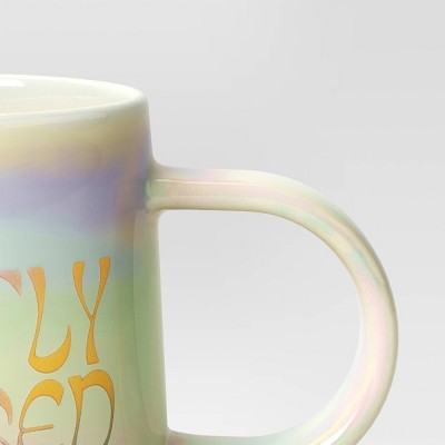  16oz Slightly Obsessed Mug White - Room Essentials™: Stoneware Coffee Cup, Microwave & Dishwasher Safe, 16oz Capacity