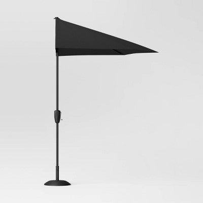  7.813'x8.83' Half Circle Patio Umbrella - Black Pole - Room Essentials™