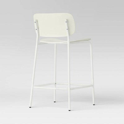  Set Of 2, 24" Molded Plastic With Metal Base Counter Height Barstools White - Room Essentials™