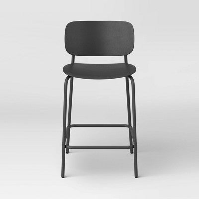  Set Of 2 24" Molded Plastic With Metal Base Counter Height Barstool Black - Room Essentials™
