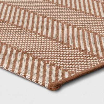  4'x5'6" Chevron Striped Area Rug Ivory/Tan - Room Essentials™: Indoor, Flat Pile, Woven