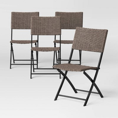  Wicker Outdoor Portable Folding Chair Brown - Room Essentials™