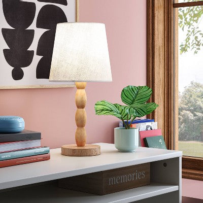  Turned Wood Stick Lamp Brown - Room Essentials™: Modern Accent Table, ETL Listed, No Bulb Included