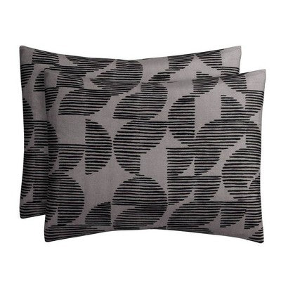  5pc King Geo Reversible Decorative Comforter Set With Throw Black/Gray - Room Essentials™