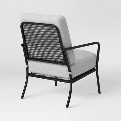  2pc Metal Mesh Outdoor Patio Chairs With Double Cushions, Club Chairs Black - Room Essentials™